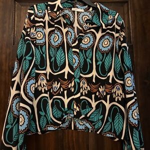 Intempo Floral Patterned Blouse with Blue and Black Accents